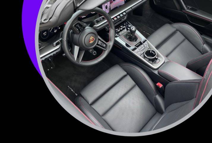 Detailed Interior of a Porsche showcasing our car detailing expertise